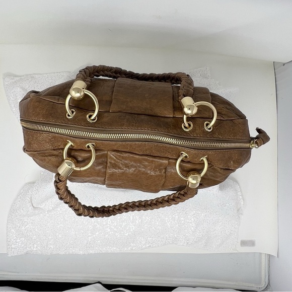 Antonio Melani Brown Leather Braided Handles Hobo Bag / Hobo - Picture 4 of 12